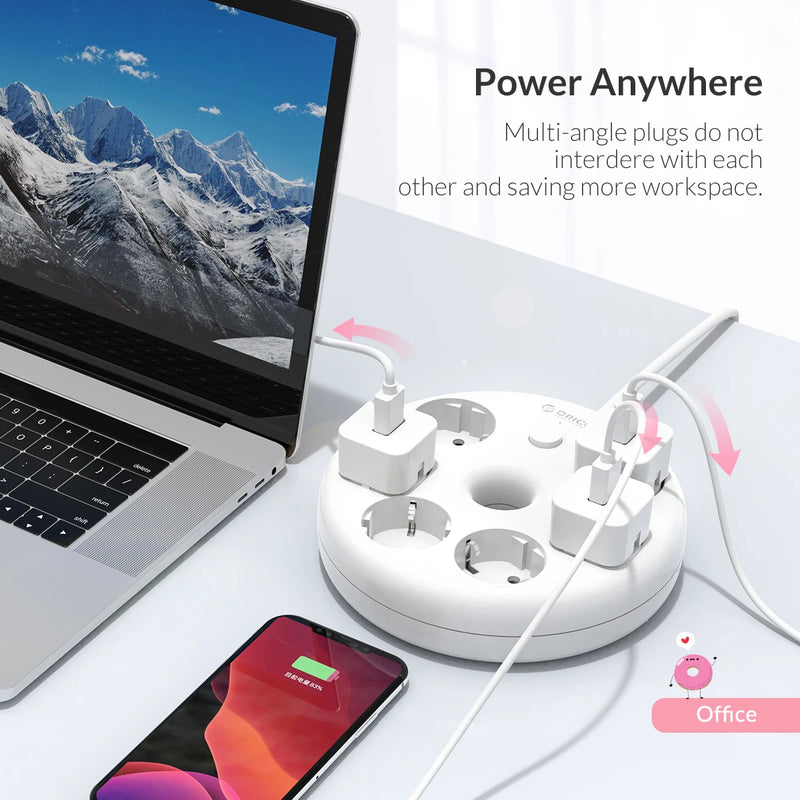 ORICO Electrical Multiple Socket with Extension Cable Power Strip EU Plug 6AC Outlets 1.5m Office and Home Overload Protection