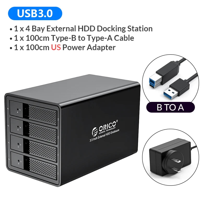 ORICO 95 Series Multi Bay 3.5'' SATA to USB3 HDD Docking Station HDD Enclosure Aluminum HDD Case for Altcoins Mining