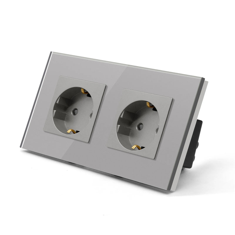 BSEED Double Light Switches Touch Sensor Wall Switch Glass 2Gang 1Way Switches Dark Blacklight White Black Golden 300W/Gang