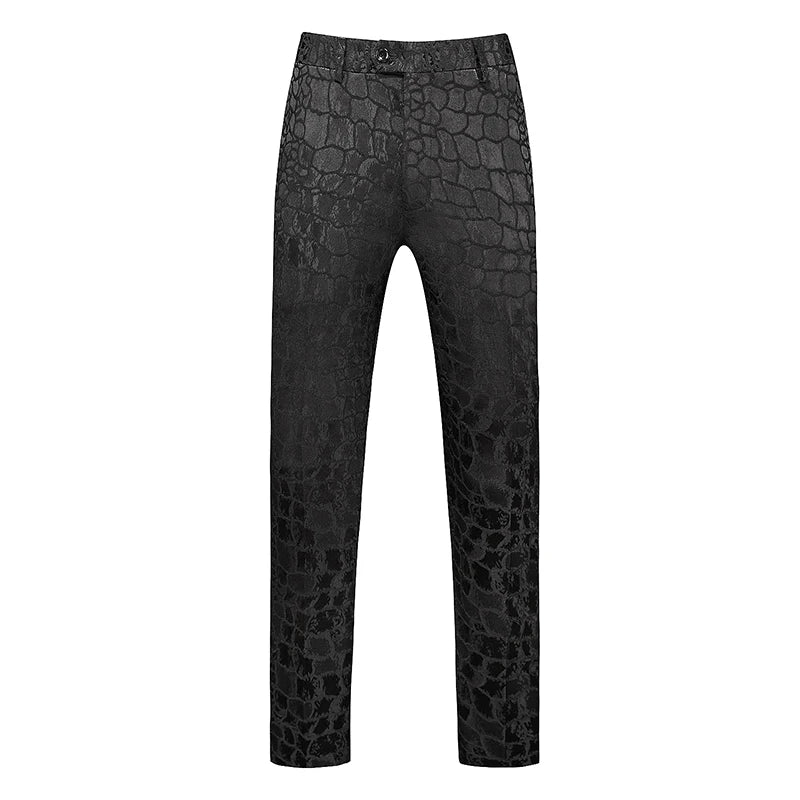 2026 New Men's White Rose Pattern Suit Pants, Business Office Trousers, Wedding Party Men Dress Pants Blue Pantalones Hombre