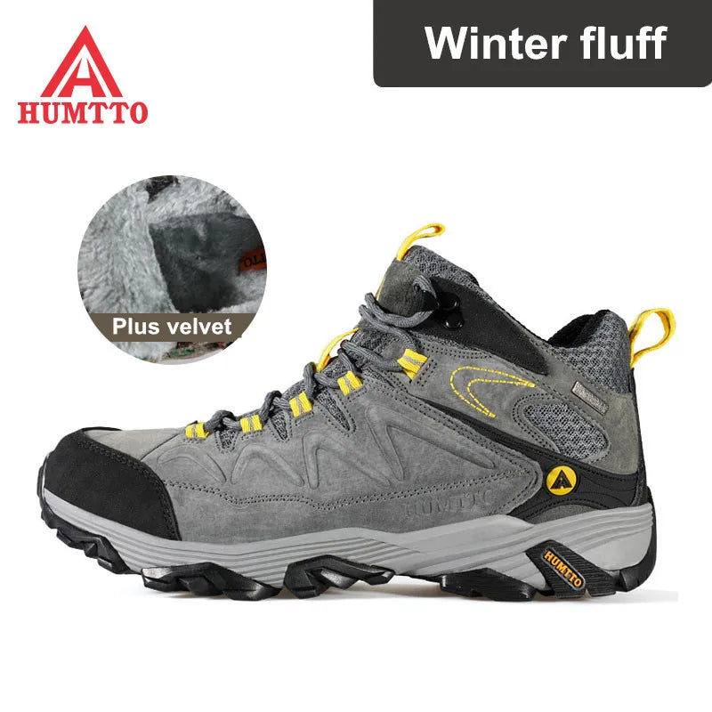 HUMTTO Hiking Shoes for Men Leather Trekking Waterproof Boots Camping Ankle Boots Mens Hunting Mountain Tactical Sneakers Man