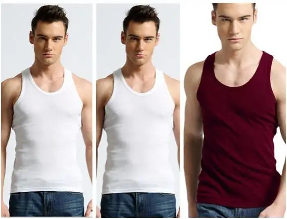 2026 New Men White Cotton Tank Top, Fitness Sexy Sleeveless Sport T-Shirt,Elegant Man Bottoming Tees Streetwear White Tanks Vest