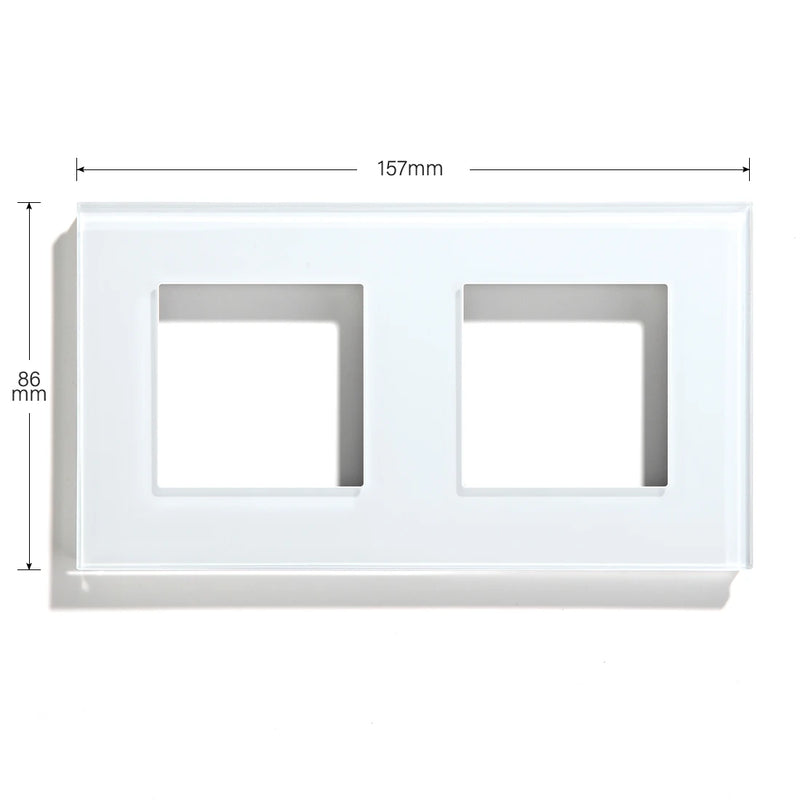 BSEED EU Standard Crystal Panel Wall Socket Frame Glass Switch Panel With Metal Plate 86/157/228/299mm White Black Golden