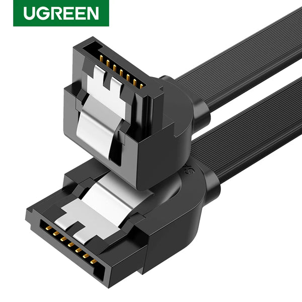 ខ្សែ Ugreen SATA 3.0 ទៅ Hard Disk Drive SSD HDD Sata 3 ខ្សែត្រង់មុំស្តាំសម្រាប់ Asus MSI Gigabyte Motherboard ខ្សែ Sata