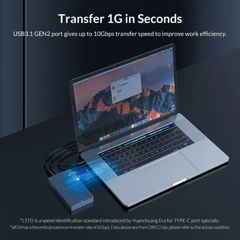 ORICO Dual Bay Dual Protocol M2 SSD Case Support M.2 NVME NGFF SATA SSD Disk For M Key & B+M Key SSD W/ 5V4A Power Adapter