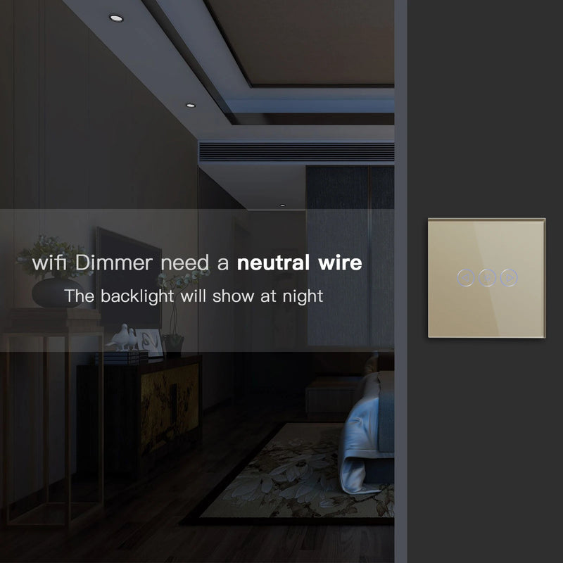 BSEED Wifi Dimmer Switch Smart Dimmable Touch Switch With EU Socket Glass Panel Support Tuya Smart Life Google Home Control