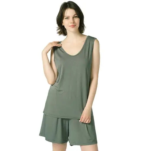 Women's Pajamas Set Casual Pant + Vest Loose 2 Pieces Large Size Elastic Cotton Comfortable Home Suit Summer Pyjama Femme 7XL