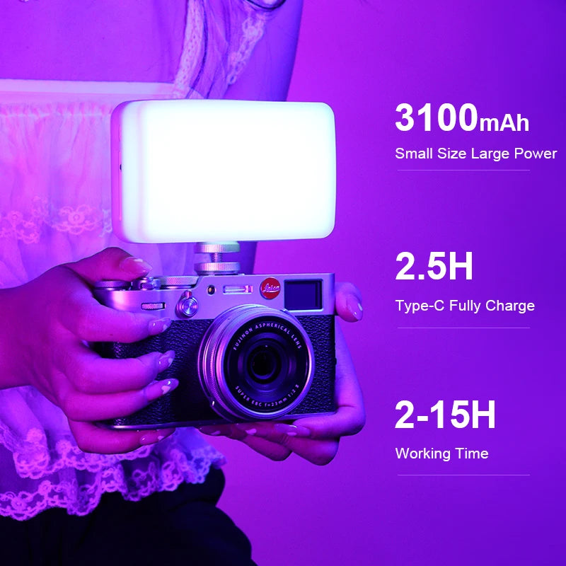 ភ្លើងកាមេរ៉ា Ulanzi VL120 RGB ជាមួយឧបករណ៍បំបែកពន្លឺ 2500-9000K CRI 95+ 3100mAh LED វីដេអូបន្ទះសម្រាប់កាមេរ៉ាទូរស័ព្ទថតរូបភ្លើង