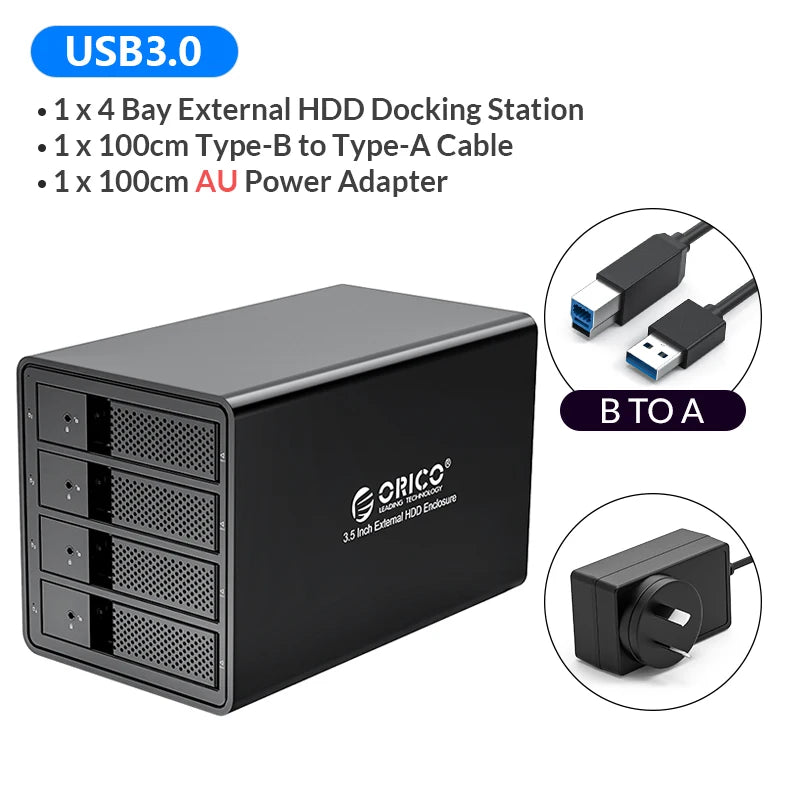 ORICO 95 Series Multi Bay 3.5'' SATA to USB3 HDD Docking Station HDD Enclosure Aluminum HDD Case for Altcoins Mining