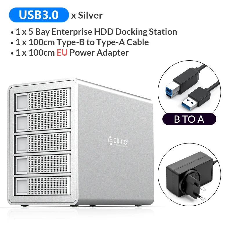 ORICO 35 Series 5 Bay HDD Docking Station With Dual Chip 150W Built-in Power Hard Drive Case for Altcoins Mining