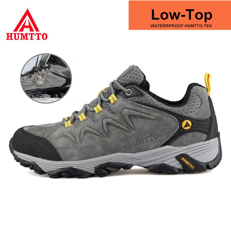 HUMTTO Hiking Shoes for Men Leather Trekking Waterproof Boots Camping Ankle Boots Mens Hunting Mountain Tactical Sneakers Man