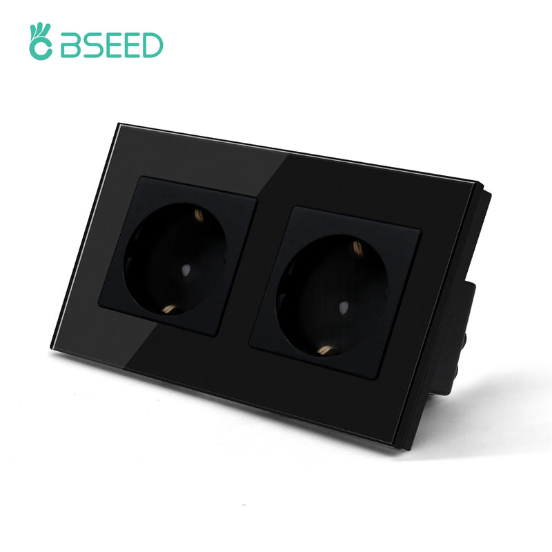 BSEED Double Light Switches Touch Sensor Wall Switch Glass 2Gang 1Way Switches Dark Blacklight White Black Golden 300W/Gang