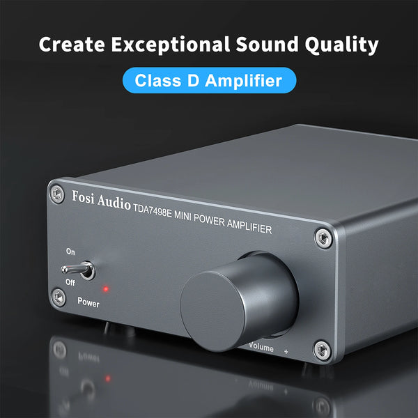 ឧបករណ៍ពង្រីកសំឡេង Fosi Audio TDA7498E 2 ឆានែល ឧបករណ៍ទទួលសំឡេង មីនី ហៃហ្វាយ អំពែរ ឧបករណ៍បំពងសម្លេងរោងភាពយន្តនៅផ្ទះ 160W x 2 អំពែរ