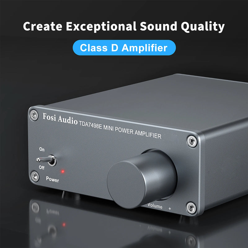 ឧបករណ៍ពង្រីកសំឡេង Fosi Audio TDA7498E 2 ឆានែល ឧបករណ៍ទទួលសំឡេង មីនី ហៃហ្វាយ អំពែរ ឧបករណ៍បំពងសម្លេងរោងភាពយន្តនៅផ្ទះ 160W x 2 អំពែរ