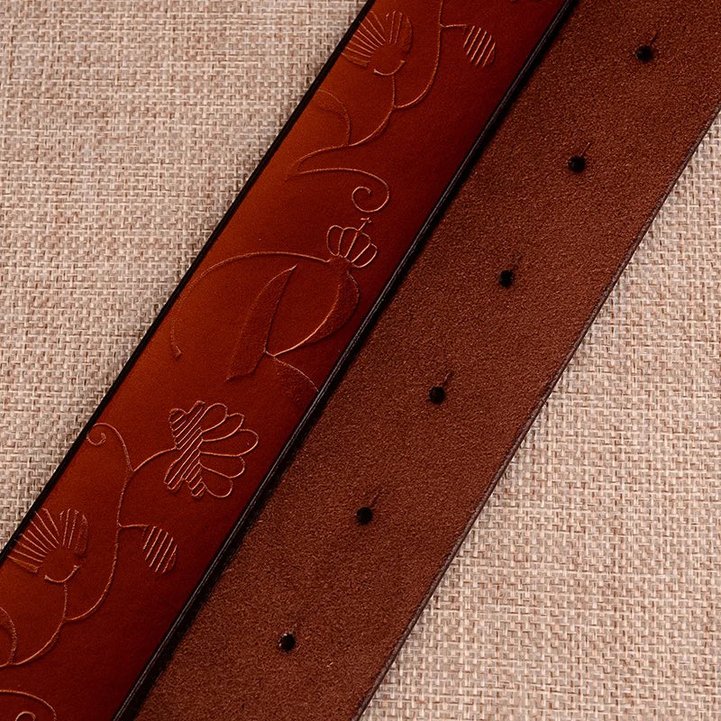 Sunflower Pattern Needle Buckle Belt Women Brown Fashion Business Women's Belts White Black Cinturon Red Yellow