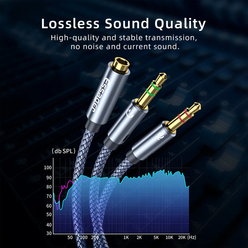 Essager Aux Cable Headphones Audio Splitter 3.5mm Female to 2 Jack 3.5mm Male For Computer Speaker Mic Y Splitter to PC Adapter