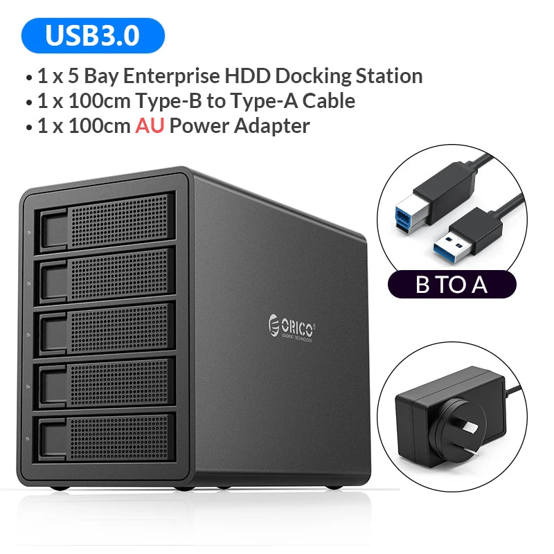ORICO 35 Series 5 Bay HDD Docking Station With Dual Chip 150W Built-in Power Hard Drive Case for Altcoins Mining