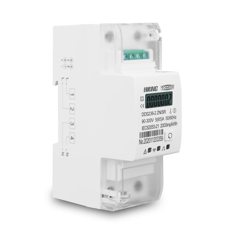 TOMZN Din Rail Single Phase Multi Function Energy Meter 90-300V KWh MODBUS-RUT Watt Hour Meter Remote Control ON/OFF by RS485 65