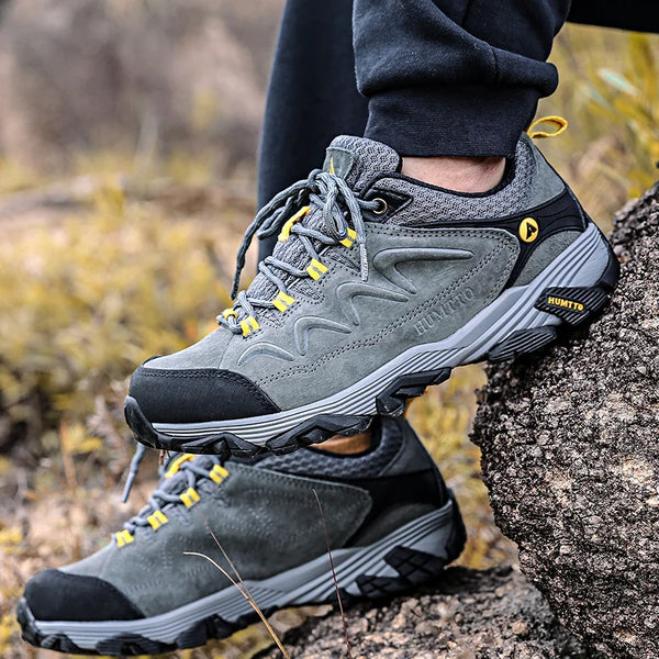 HUMTTO Hiking Shoes for Men Leather Trekking Waterproof Boots Camping Ankle Boots Mens Hunting Mountain Tactical Sneakers Man