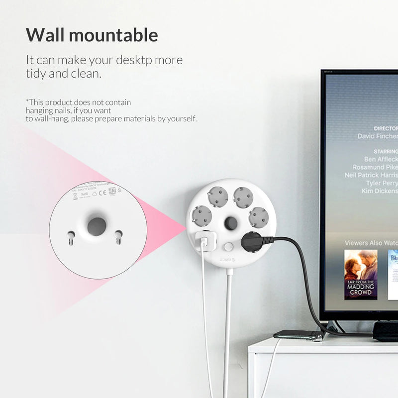 ORICO Electrical Multiple Socket with Extension Cable Power Strip EU Plug 6AC Outlets 1.5m Office and Home Overload Protection