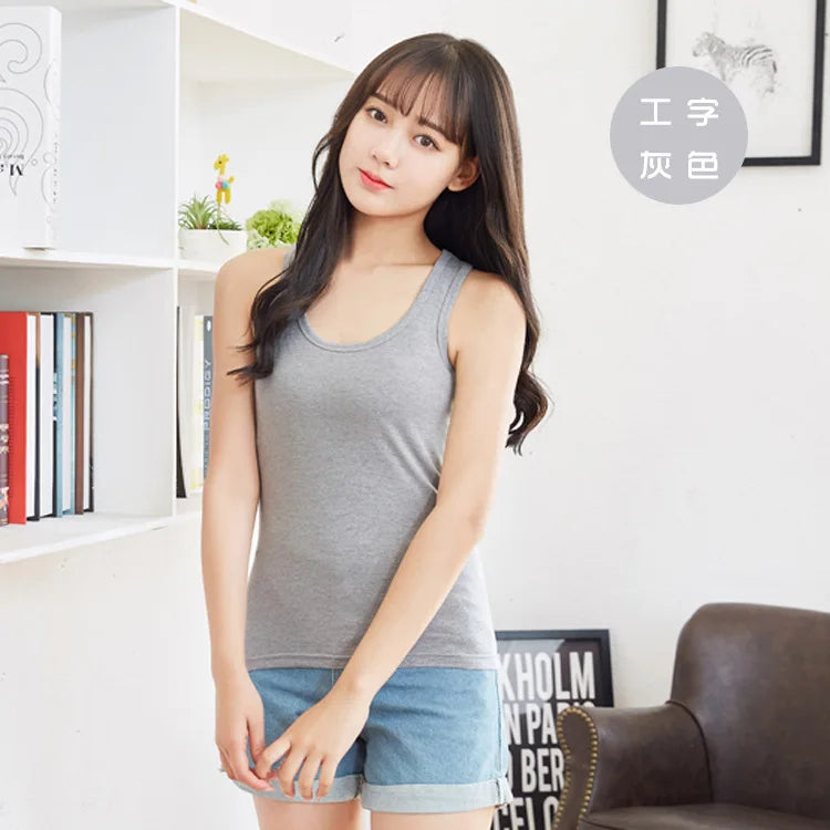 2026 Women Black Cotton Tank Summer Breathable Sling Vest Singlet Sport Casual Tee Shirt Soft Undershirt Slim Bustier Tees XXL