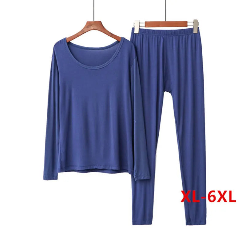 XL-6XL Modal Comfortable Women's Pajamas Set Spring Autumn Home Clothes Plus Size Sleepwear Female Suit New Pijamas De Mujer