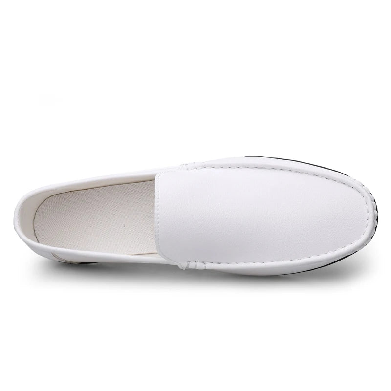 Spring Autumn Men's Casual Leather Shoes For Men Black White Solid Slip-On Plus Size Dropshipping 46 47