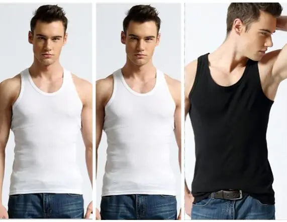 2026 New Men White Cotton Tank Top, Fitness Sexy Sleeveless Sport T-Shirt,Elegant Man Bottoming Tees Streetwear White Tanks Vest