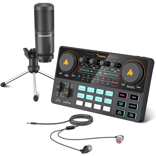 MaonoCaster Audio Interface Podcast Studio Sound Card Kit with Microphone for Live Streaming Recording Youtube PC\Phone,AM200-S1 Default Title