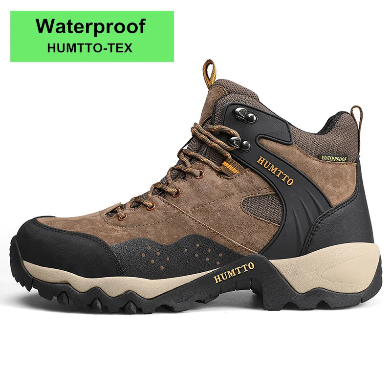 HUMTTO Waterproof Outdoor Sport Hiking Shoes for Men Leather Non-slip Climbing Sneakers Mountain Tactical Mens Trekking Boots