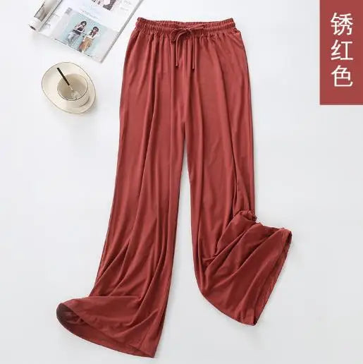 Wide leg pants women's high waist drape 2025 new modal loose traight casual pajamas pants ladies home pant sleep trousers