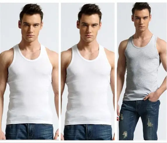 2026 New Men White Cotton Tank Top, Fitness Sexy Sleeveless Sport T-Shirt,Elegant Man Bottoming Tees Streetwear White Tanks Vest