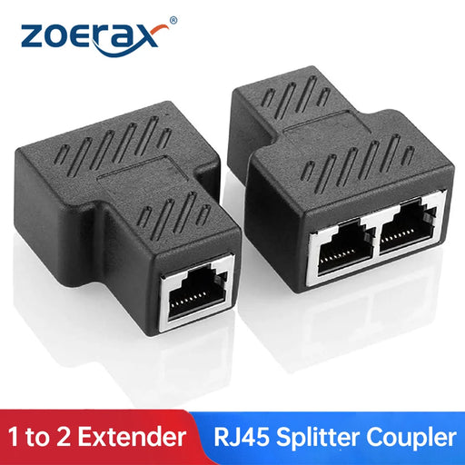 2Pcs RJ45 Splitter Connector, ZoeRax 1 to 2 Ethernet Extender adapter Female to 2 Female RJ45 Coupler for Network Ethernet Cable