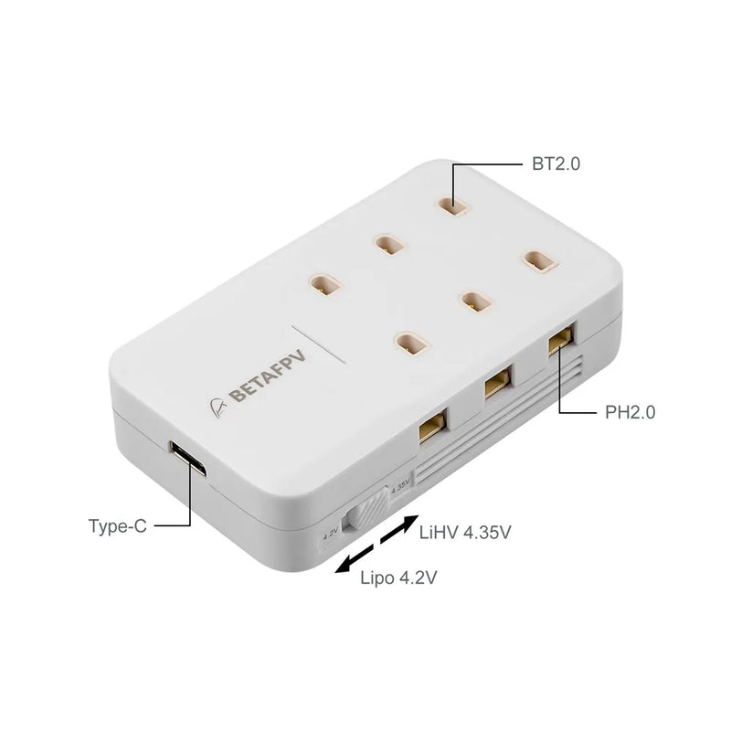 អាដាប់ទ័រសាកថ្ម BETAFPV 6 រន្ធ 1S សម្រាប់យន្តហោះដ្រូនប្រណាំង FPV គ្រឿងបន្លាស់អាគុយ អាដាប់ទ័រសាកថ្មលឿនសម្រាប់ Whoop Quadcopter