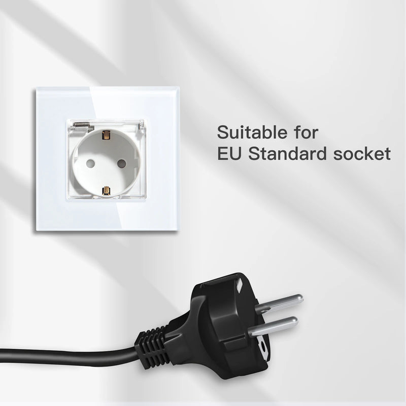 BSEED EU Standard Single Power Sockets With Waterproof Cover Double Wall Outlet Bathroom Triple Plugs 16A Crystal Panel 110-250V