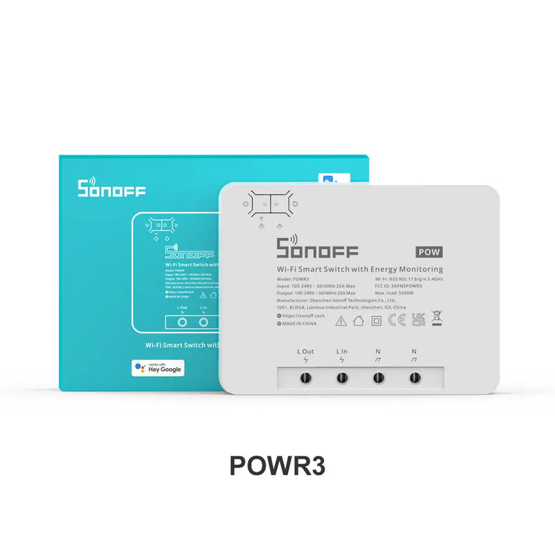 SONOFF POW R3 25A Power Metering WiFi Smart Switch Overload Protection Energy Saving Track on eWeLink Voice Control via Alexa