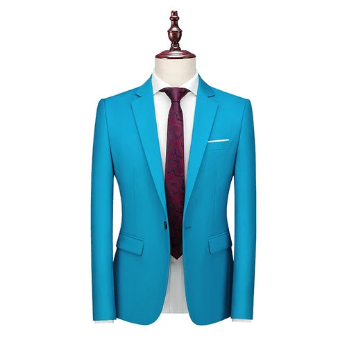 Bright Green Single Button Men's Blazer, Asian Size Slim Suit Jacket, Wedding Dress Coat, White and Black Tops.