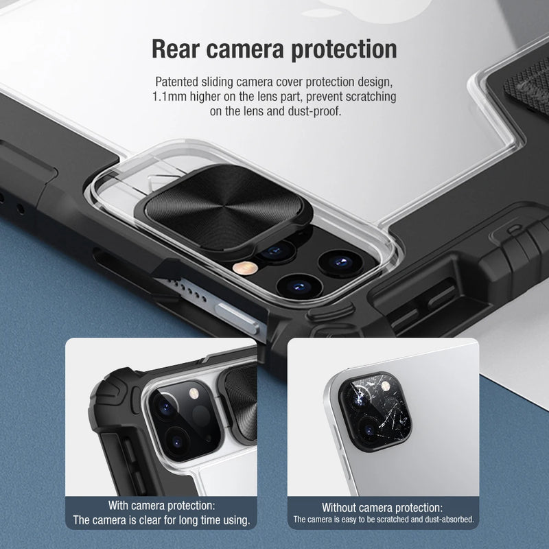 NILLKIN For iPad Pro 12 9 Case 2022/2021 Magnetic Case For iPad Pro 11 2022/2021 Camera Protection Cover With Pencil Holder