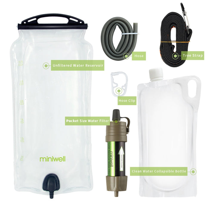 miniwell water purifier water straw filter survival emergency kit for hiking,camping,survival,emergency Brown China