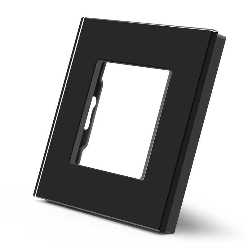BSEED EU Standard Crystal Panel Wall Socket Frame Glass Switch Panel With Metal Plate 86/157/228/299mm White Black Golden