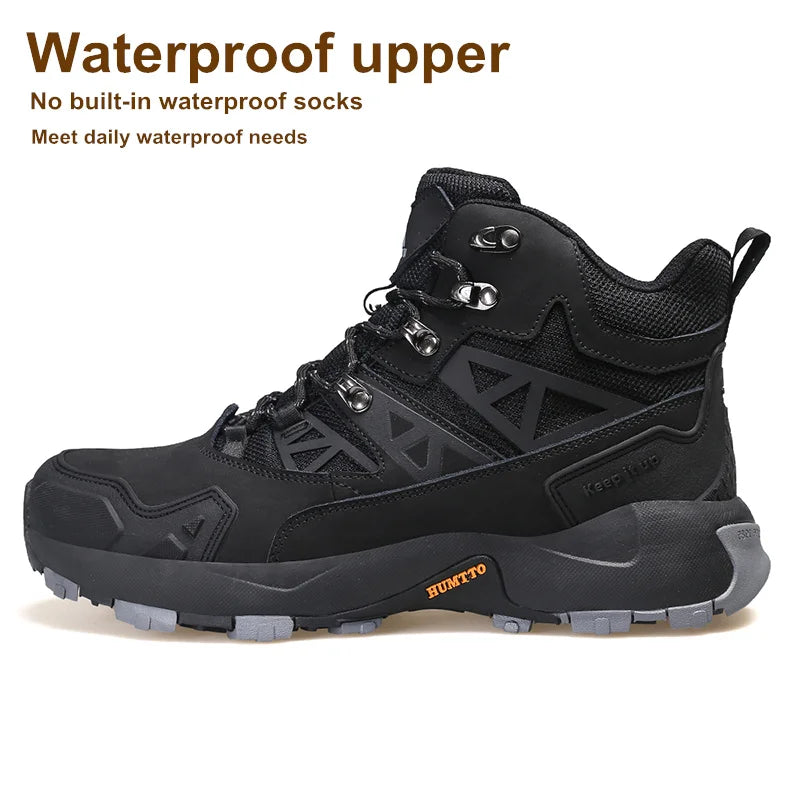 HUMTTO Hiking Boots Leather Waterproof Sneakers for Men 2021 Sport Hunting Climbing Trekking Shoes Breathable Outdoor Mens Shoes