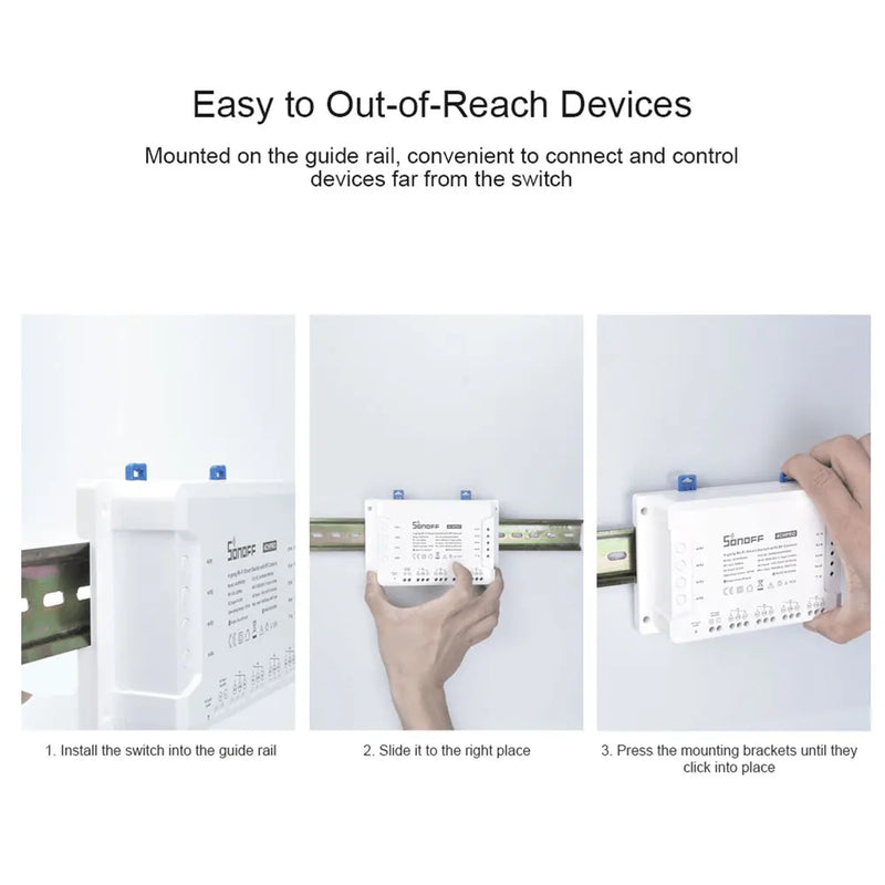 SONOFF 4CHPROR3 4 Gang 433Mhz RF Smart Switch Interlock Self-Locking Inching Modes Remote Control via eWeLink APP Alexa IFTTT