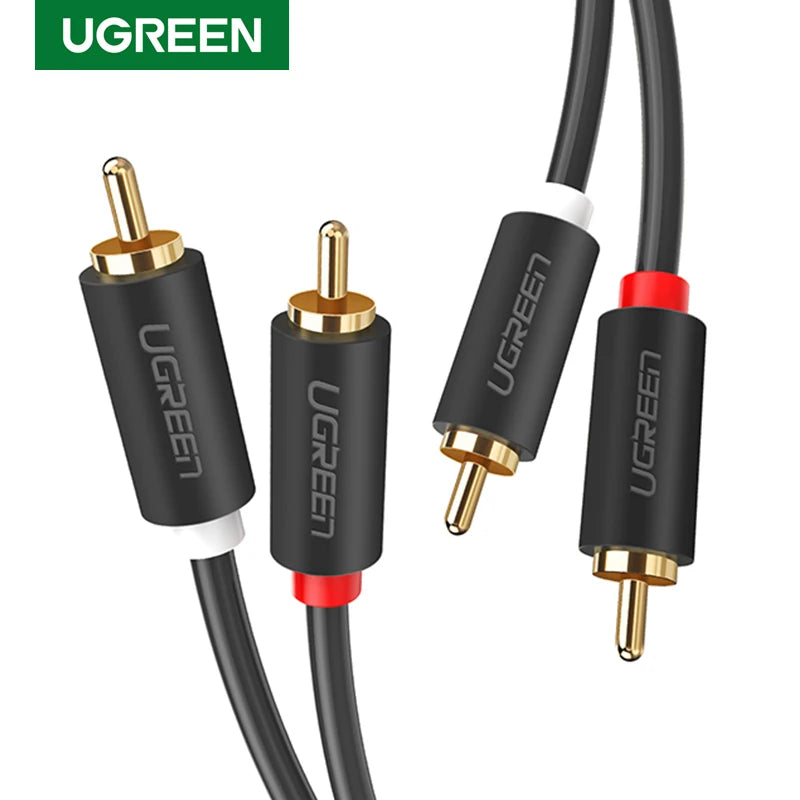 UGREEN 2RCA to 2 RCA Male to Male Audio Cable Gold-Plated RCA Audio Cable 2m 3m 5m for Home Theater DVD TV Amplifier CD Soundbox