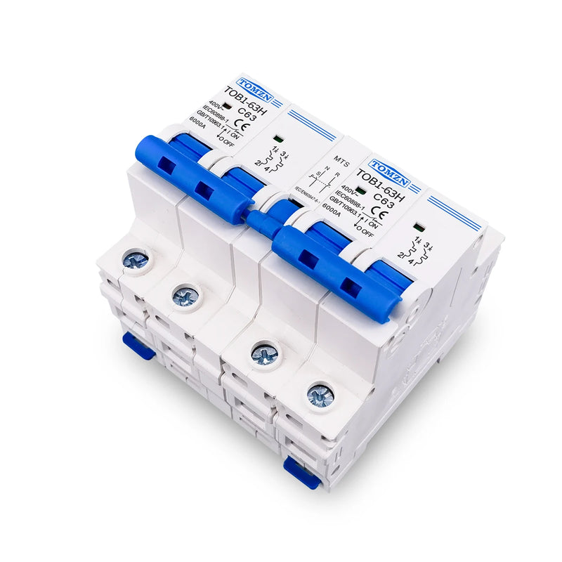 TOMZN 2P+2P MTS AC Dual Power Manual Transfer Switch Circuit Breaker MCB 50Hz/60Hz