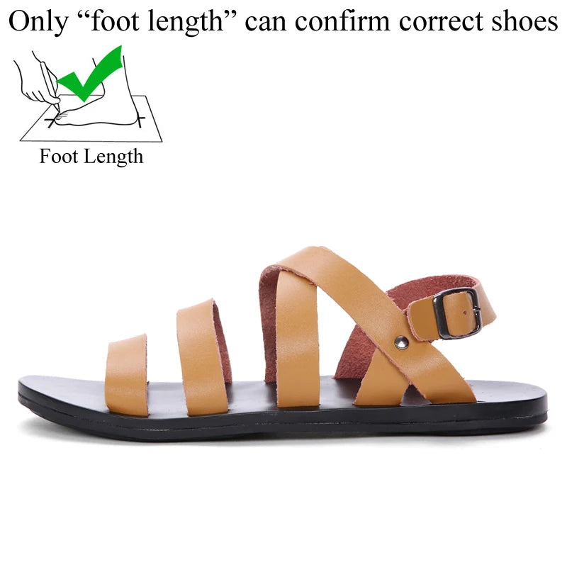 Summer Men Rome Genuine Leather Roman Sandals Gladiator 2024 Sandalias Romanas Hombre Flat Sandles Dropshipping