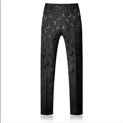 2026 New Men's White Rose Pattern Suit Pants, Business Office Trousers, Wedding Party Men Dress Pants Blue Pantalones Hombre