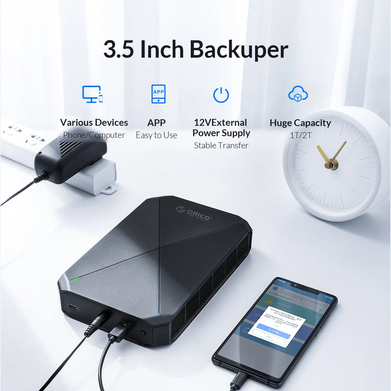 ORICO 3.5 inch Desktop Data Backup 3.5'' Backuper Backup Android Phone to PC Laptop Mac Backup Whatsapp with HDD Backup and Sync