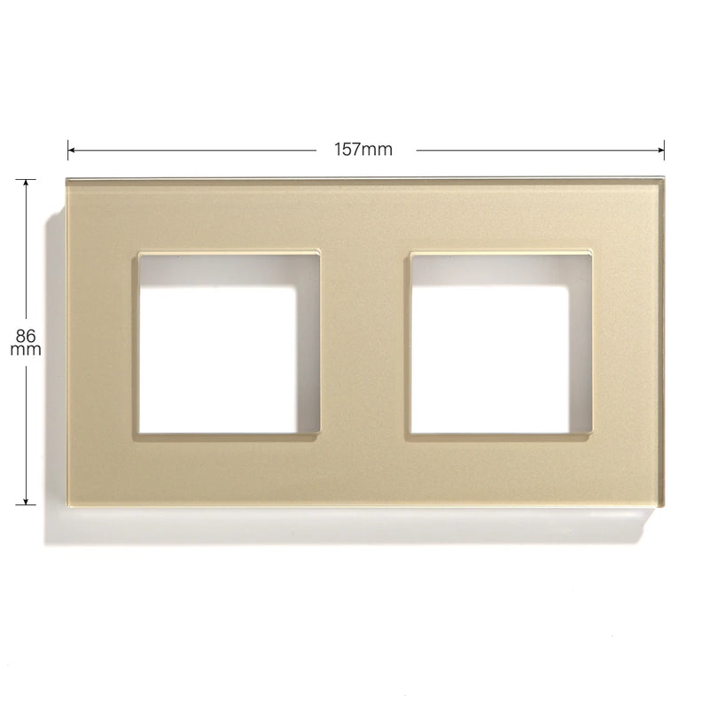 BSEED EU Standard Crystal Panel Wall Socket Frame Glass Switch Panel With Metal Plate 86/157/228/299mm White Black Golden