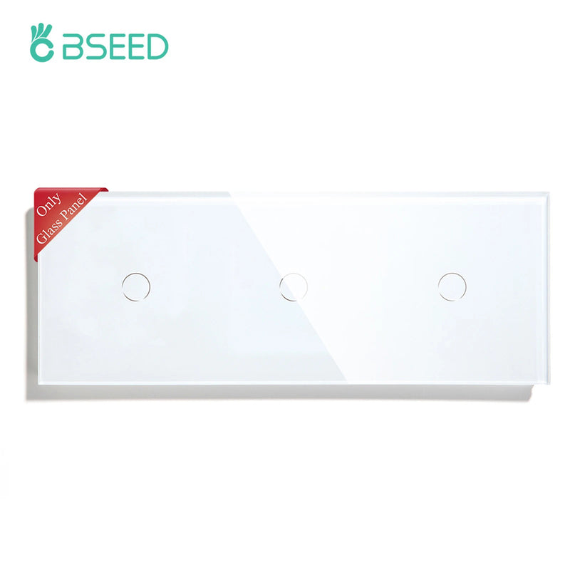 BSEED Triple EU Standard Wall Glass Panel 3/6/9Gang Touch Switch Crystal Panel With Metal Frame DIY Part 228mm