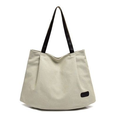 Women Corduroy Canvas Tote Ladies Casual Shoulder Bag Foldable Reusable Shopping Bags Beach Bag Female Cotton Cloth bag Beige 51x15x33cm